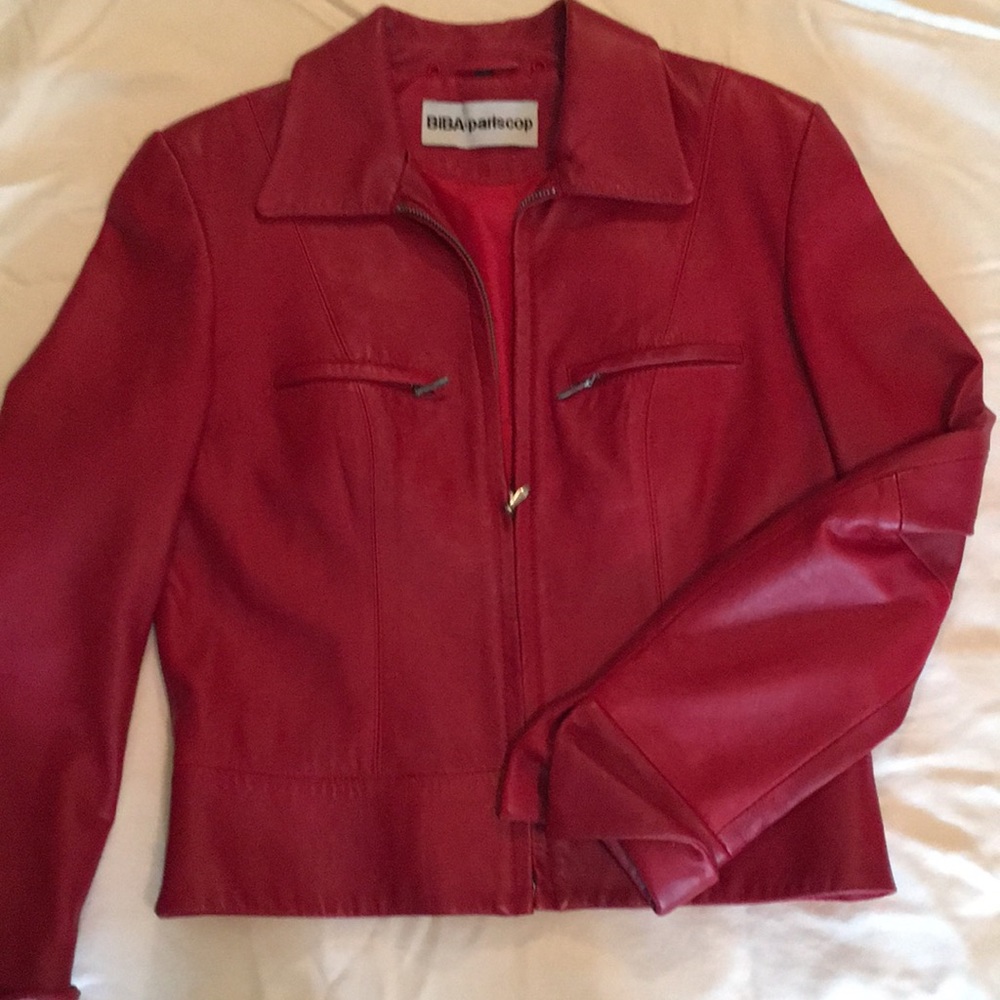 BiBA+pariscop red leather zipper jacket. Size 34. - Picture 1 of 6